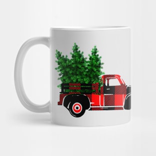 Truck Plaid Merry Chritsmas Gift Mug